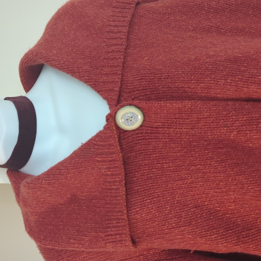 Mercer & Madison Orange Chunky Knit Wool Cardigan Sweater - Picture 2 of 9